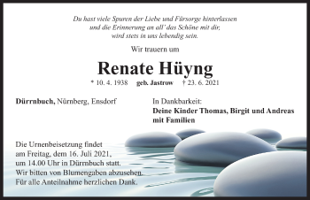 Traueranzeige von Renate Hüyng von Neustadt/ Scheinfeld/ Uffenheim