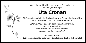 Traueranzeige von Uta Cronan von Neustadt/ Scheinfeld/ Uffenheim