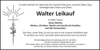 Traueranzeige von Walter Leikauf von Ansbach