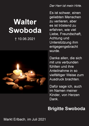 Traueranzeige von Walter Swoboda von Neustadt/ Scheinfeld/ Uffenheim