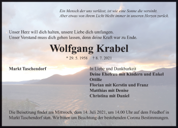 Traueranzeige von Wolfgang Krabel von Neustadt/ Scheinfeld/ Uffenheim