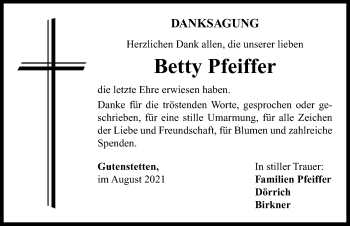 Traueranzeige von Betty Pfeiffer von Neustadt/ Scheinfeld/ Uffenheim