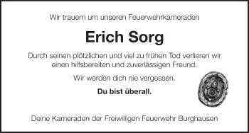 Traueranzeige von Erich Sorg von Rothenburg