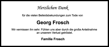 Traueranzeige von Georg Frosch von Ansbach