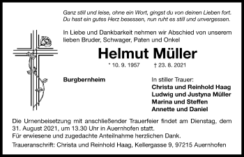 Traueranzeige von Helmut Müller von Neustadt/ Scheinfeld/ Uffenheim