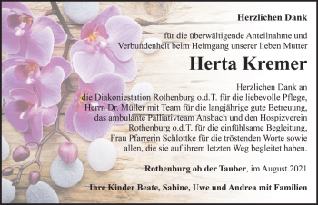 Traueranzeige von Herta Kremer von Rothenburg