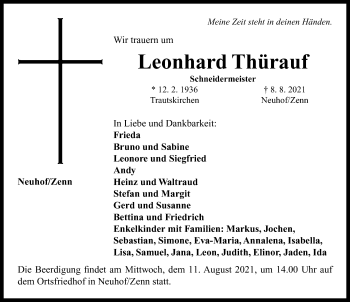 Traueranzeige von Leonhard Thürauf von Neustadt/ Scheinfeld/ Uffenheim