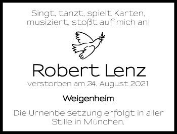 Traueranzeige von Robert Lenz von Neustadt/ Scheinfeld/ Uffenheim