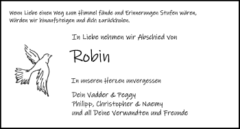 Traueranzeige von Robin Fickeis von Rothenburg