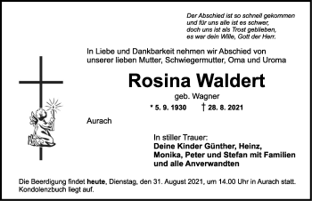 Traueranzeige von Rosina Waldert von Ansbach