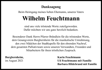 Traueranzeige von Wilhelm Feuchtmann von Neustadt/ Scheinfeld/ Uffenheim