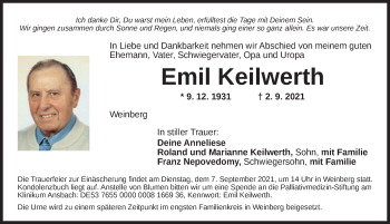 Traueranzeige von Emil Keilwerth von Ansbach