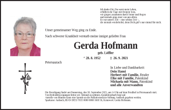 Traueranzeigen von Gerda Hofmann | trauer.flz.de
