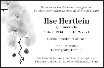 Traueranzeige von Ilse Hertlein von Dinkelsbühl/ Feuchtwangen