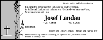 Traueranzeige von Josef Landau von Dinkelsbühl/ Feuchtwangen