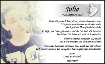 Traueranzeige von Julia Rösch von Rothenburg