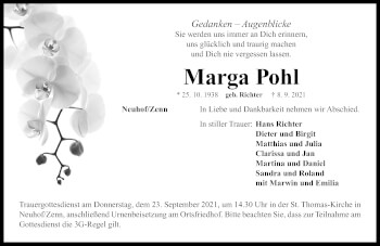 Traueranzeige von Marga Pohl von Neustadt/ Scheinfeld/ Uffenheim