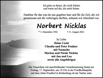 Traueranzeige von Norbert Nicklas von Rothenburg