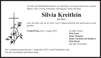 Traueranzeige von Silvia Kreitlein von Neustadt/ Scheinfeld/ Uffenheim