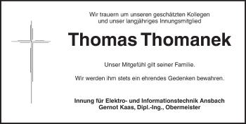 Traueranzeige von Thomas Thomanek von GE