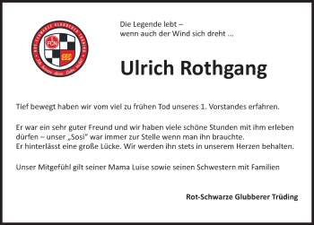 Traueranzeige von Ulrich Rothgang von Dinkelsbühl/ Feuchtwangen