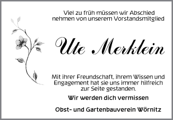 Traueranzeige von Ute Merklein von Rothenburg