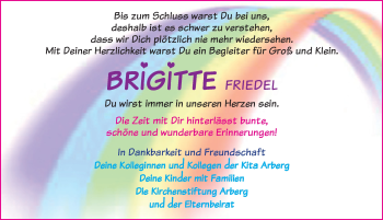 Traueranzeige von Brigitte Friedel von Dinkelsbühl/ Feuchtwangen