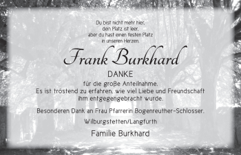 Traueranzeige von Frank Burkhard von Dinkelsbühl/ Feuchtwangen