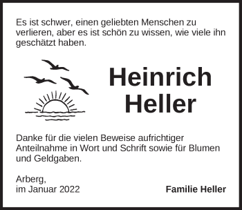 Traueranzeige von Heinrich Heller von Dinkelsbühl/ Feuchtwangen