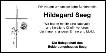 Traueranzeige von Hildegard Seeg von Neustadt/ Scheinfeld/ Uffenheim