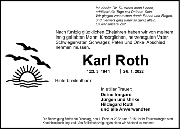 Traueranzeige von Karl Roth von Dinkelsbühl/ Feuchtwangen