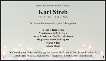 Traueranzeige von Karl Streb von Neustadt/ Scheinfeld/ Uffenheim
