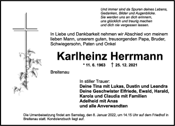 Traueranzeige von Karlheinz Herrmann von Dinkelsbühl/ Feuchtwangen