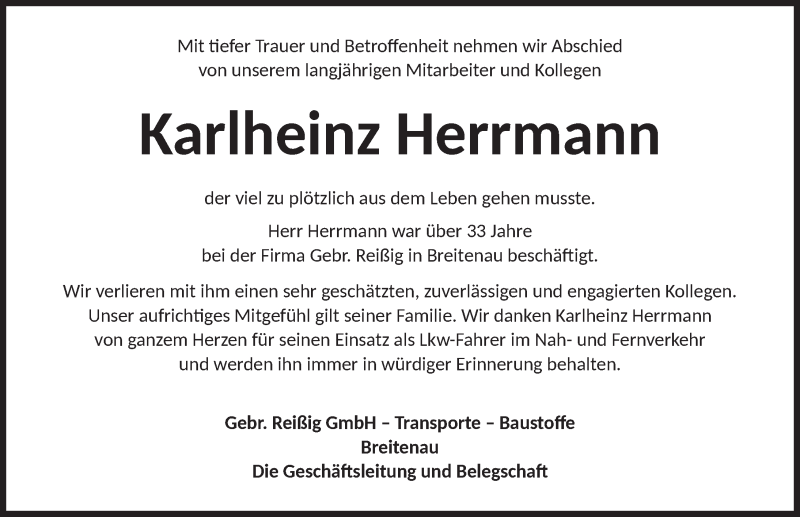  Traueranzeige für Karlheinz Herrmann vom 05.01.2022 aus Dinkelsbühl/ Feuchtwangen