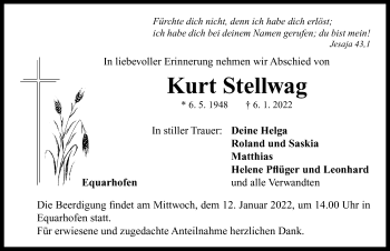 Traueranzeige von Kurt Stellwag von Neustadt/ Scheinfeld/ Uffenheim