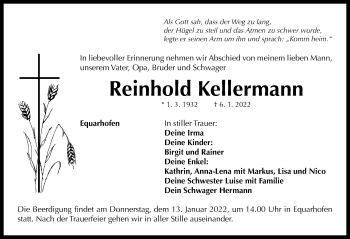 Traueranzeige von Reinhold Kellermann von Neustadt/ Scheinfeld/ Uffenheim