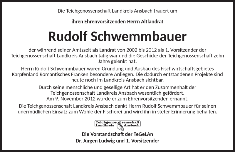  Traueranzeige für Rudolf Schwemmbauer vom 18.01.2022 aus GE