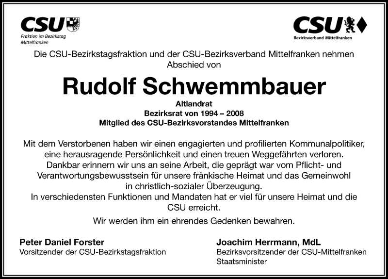  Traueranzeige für Rudolf Schwemmbauer vom 20.01.2022 aus GE