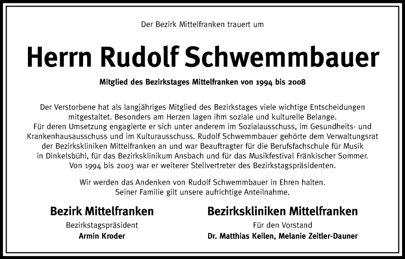  Traueranzeige für Rudolf Schwemmbauer vom 20.01.2022 aus GE