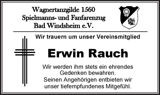 Traueranzeige von Erwin Rauch von Neustadt/ Scheinfeld/ Uffenheim