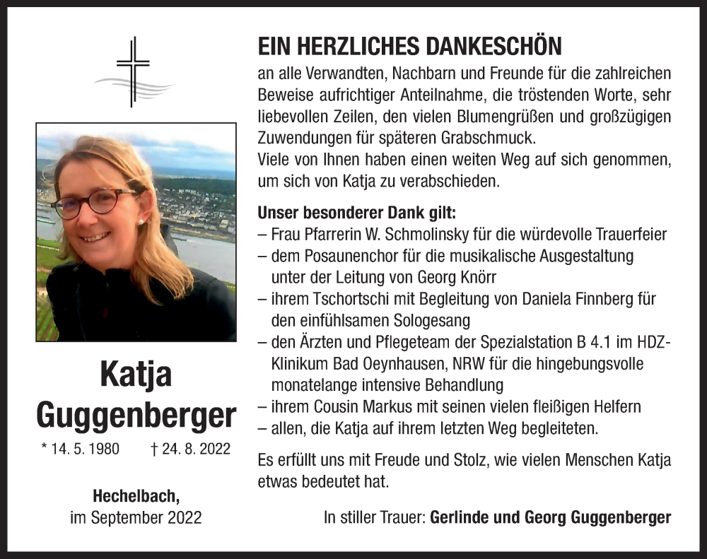  Traueranzeige für Katja Guggenberger vom 01.10.2022 aus Neustadt/ Scheinfeld/ Uffenheim