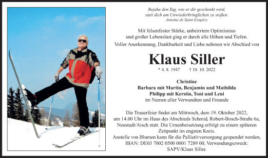 Traueranzeige von Klaus Siller von Neustadt/ Scheinfeld/ Uffenheim