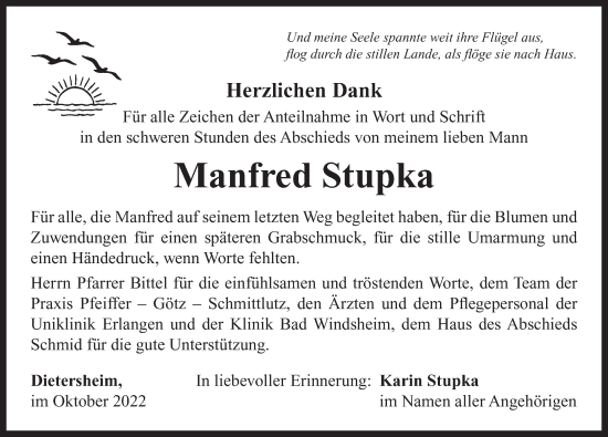 Traueranzeige von Manfred Stupka von Neustadt/ Scheinfeld/ Uffenheim