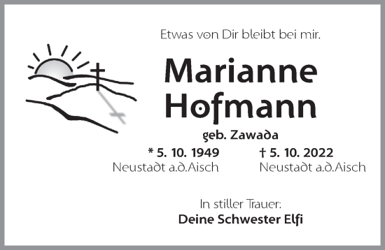 Traueranzeige von Marianne Hofmann von Neustadt/ Scheinfeld/ Uffenheim