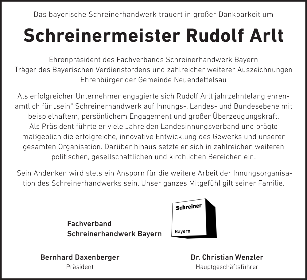  Traueranzeige für Rudolf Arlt vom 05.10.2022 aus Ansbach