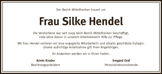 Traueranzeige von Silke Hendel von GE