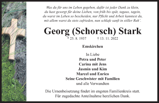 Traueranzeige von Georg Stark von Neustadt/ Scheinfeld/ Uffenheim