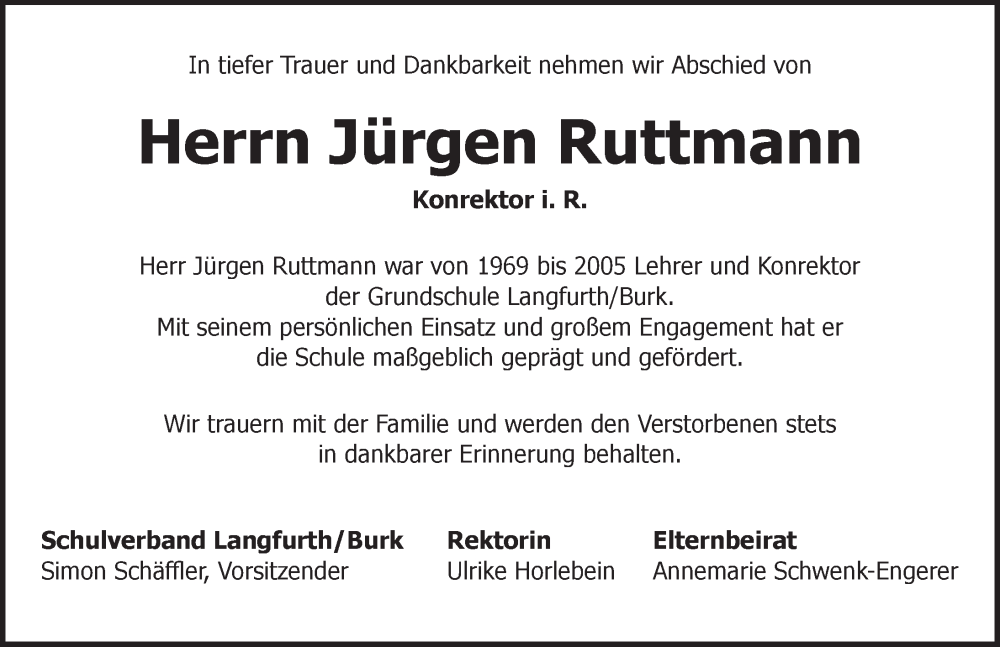  Traueranzeige für Jürgen Ruttmann vom 05.11.2022 aus Dinkelsbühl/ Feuchtwangen