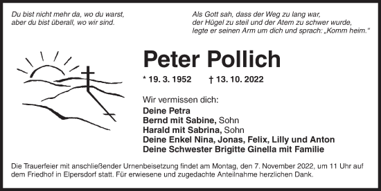 Traueranzeige von Peter Pollich von Ansbach