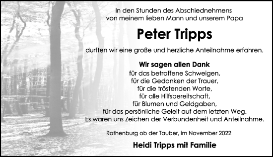 Traueranzeige von Peter Tripps von Rothenburg